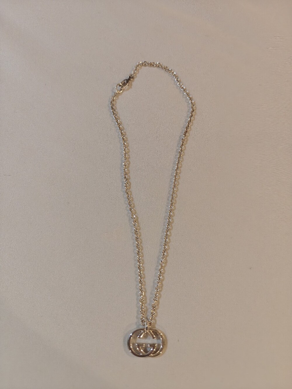 Gucci Necklace with GG Interlocking Logo Pendant in Sterling Silver